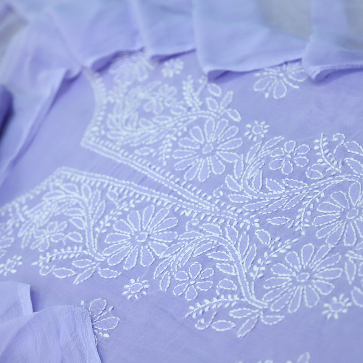 Fakira Lavender Purple Authentic Chikankari Cotton Suit Set D4