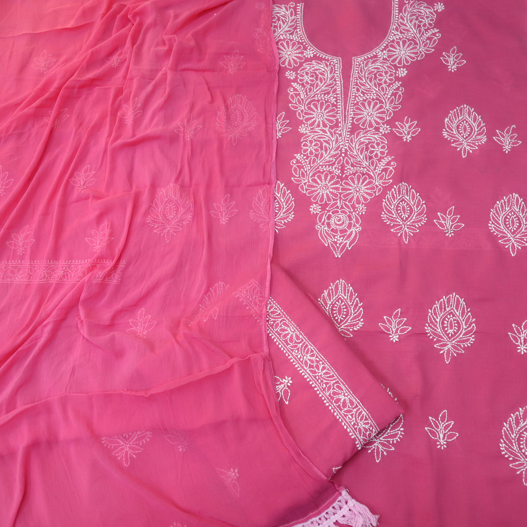Fakira Magenta Pink Authentic Chikankari Cotton Suit Set D3