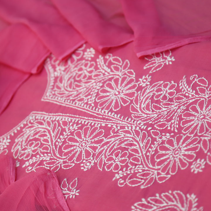Fakira Magenta Pink Authentic Chikankari Cotton Suit Set D3