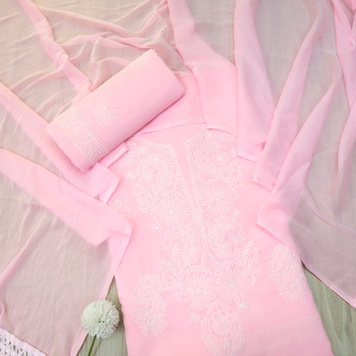 Fakira Light Pink Authentic Chikankari Cotton Suit Set-D5