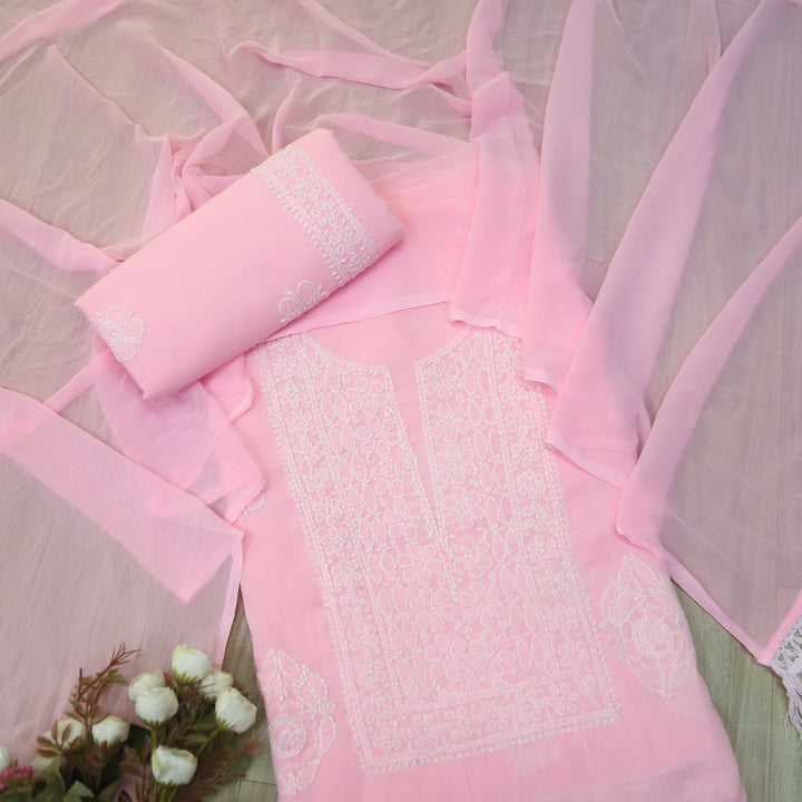 Fakira Light Pink Authentic Chikankari Cotton Suit Set D4