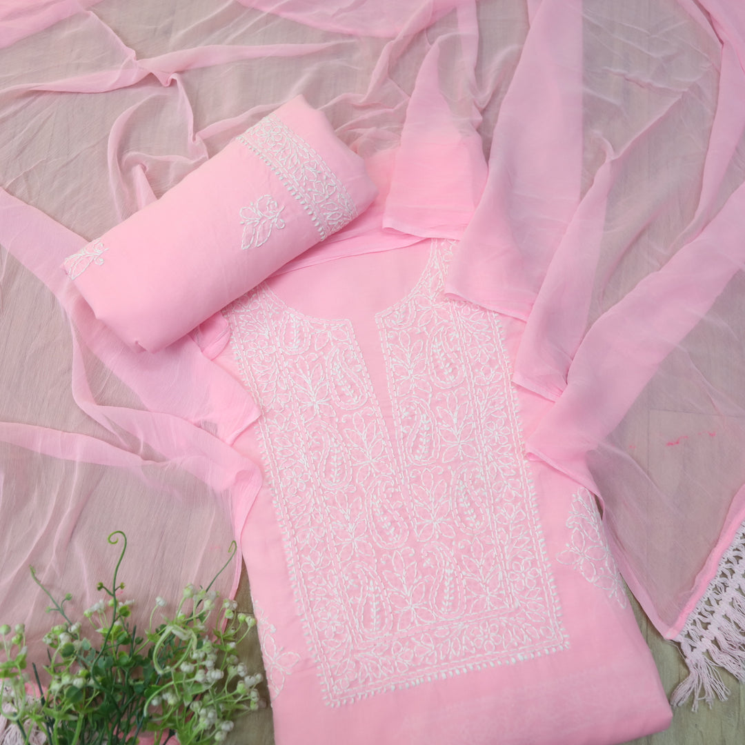 Fakira Light Pink Authentic Chikankari Cotton Suit Set-D3