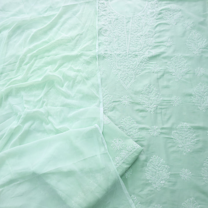 Fakira Sea Green Authentic Chikankari Cotton Suit Set D4