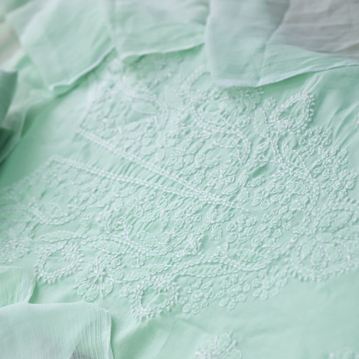 Fakira Sea Green Authentic Chikankari Cotton Suit Set D4