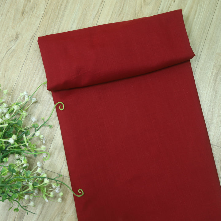 Hayaat Cherry Red Plain Cotton Fabric