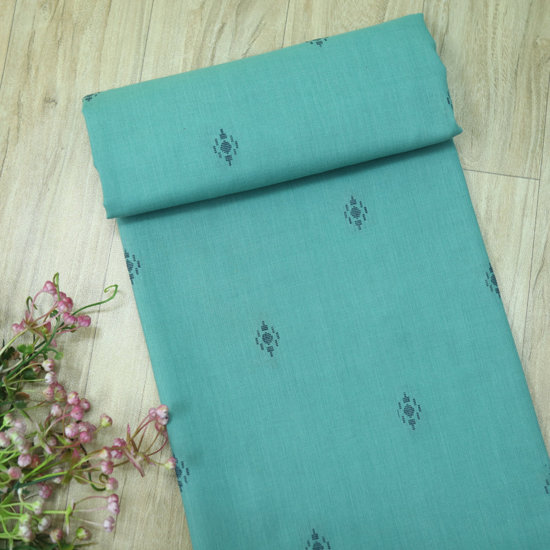 Haseen Bermuda Blue Thread Weaved Handloom Cotton Fabric