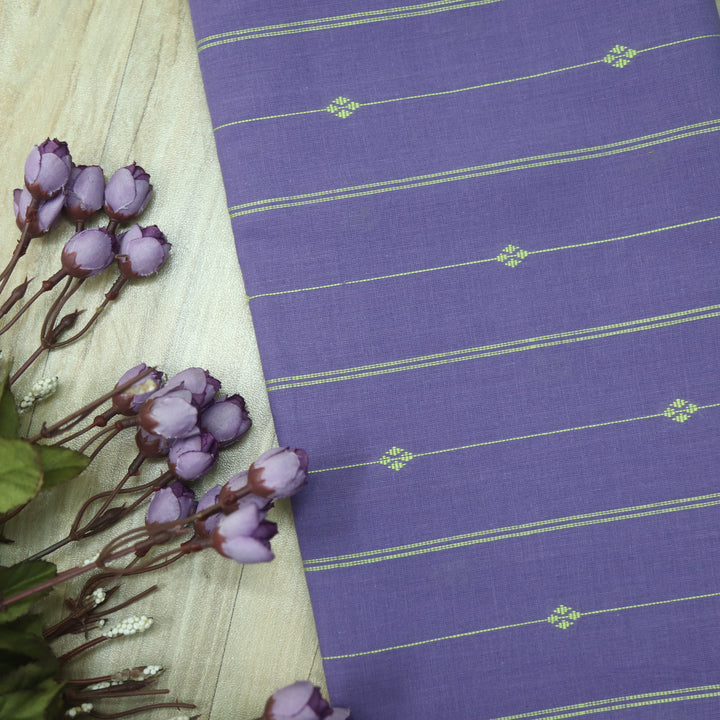 Haseen Orchid Purple Thread Weaved Handloom Cotton Fabric
