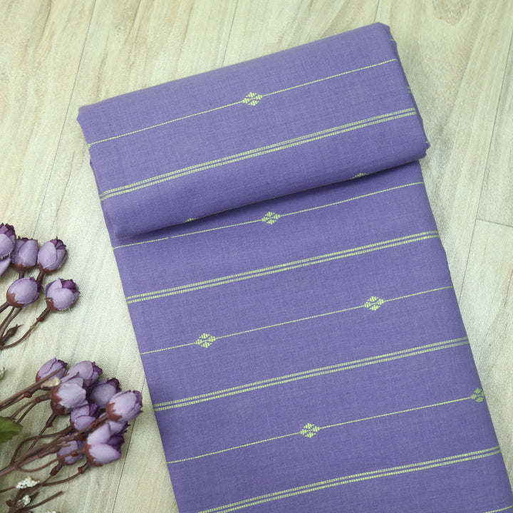 Haseen Orchid Purple Thread Weaved Handloom Cotton Fabric