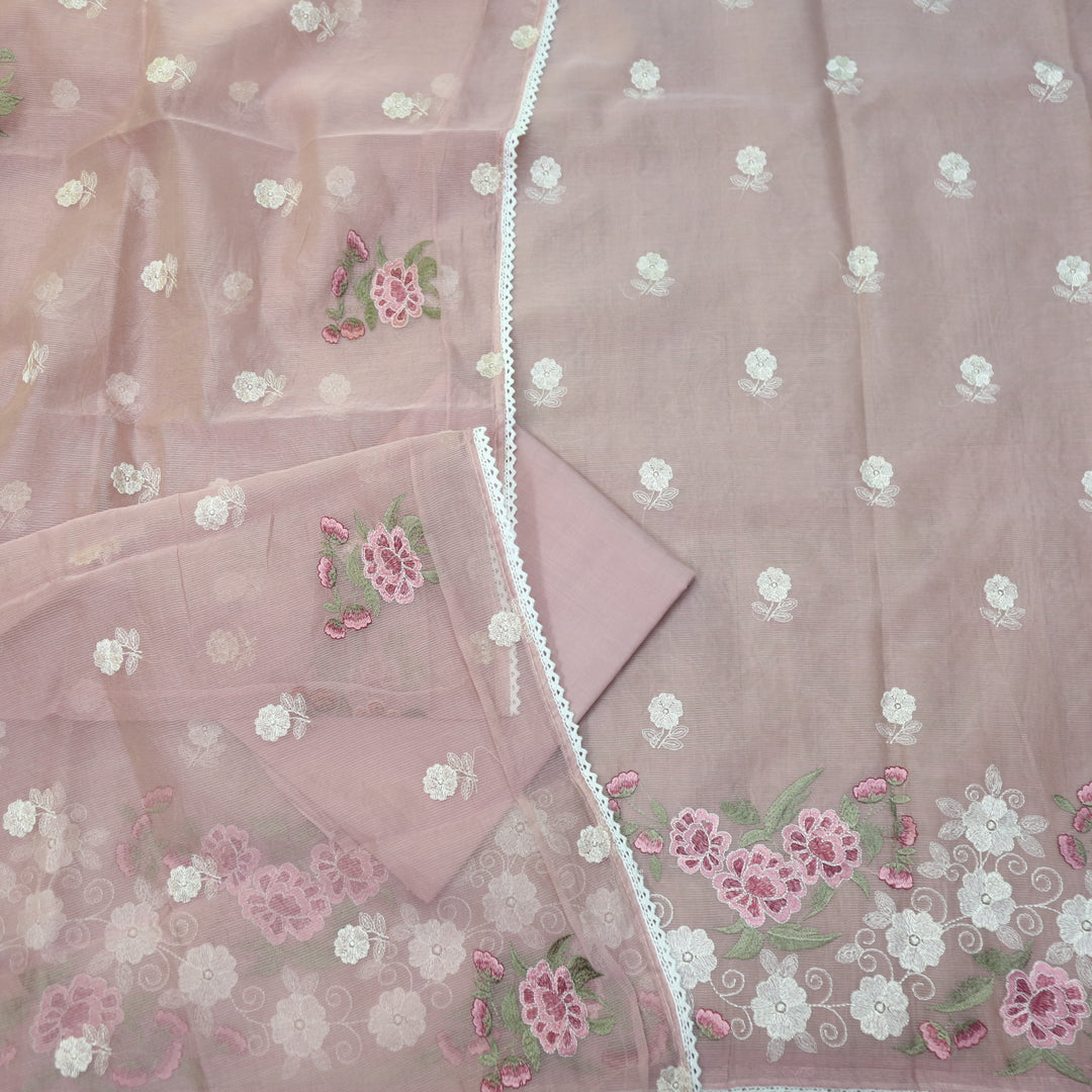 Mahi Mauve Pink All Over Thread Embroidered Kota Doriya suit Set