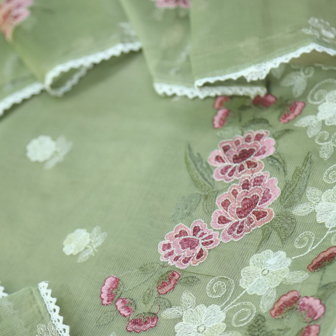 Mahi Sage Green All Over Thread Embroidered Kota Doriya suit Set