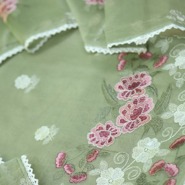 Mahi Sage Green All Over Thread Embroidered Kota Doriya suit Set