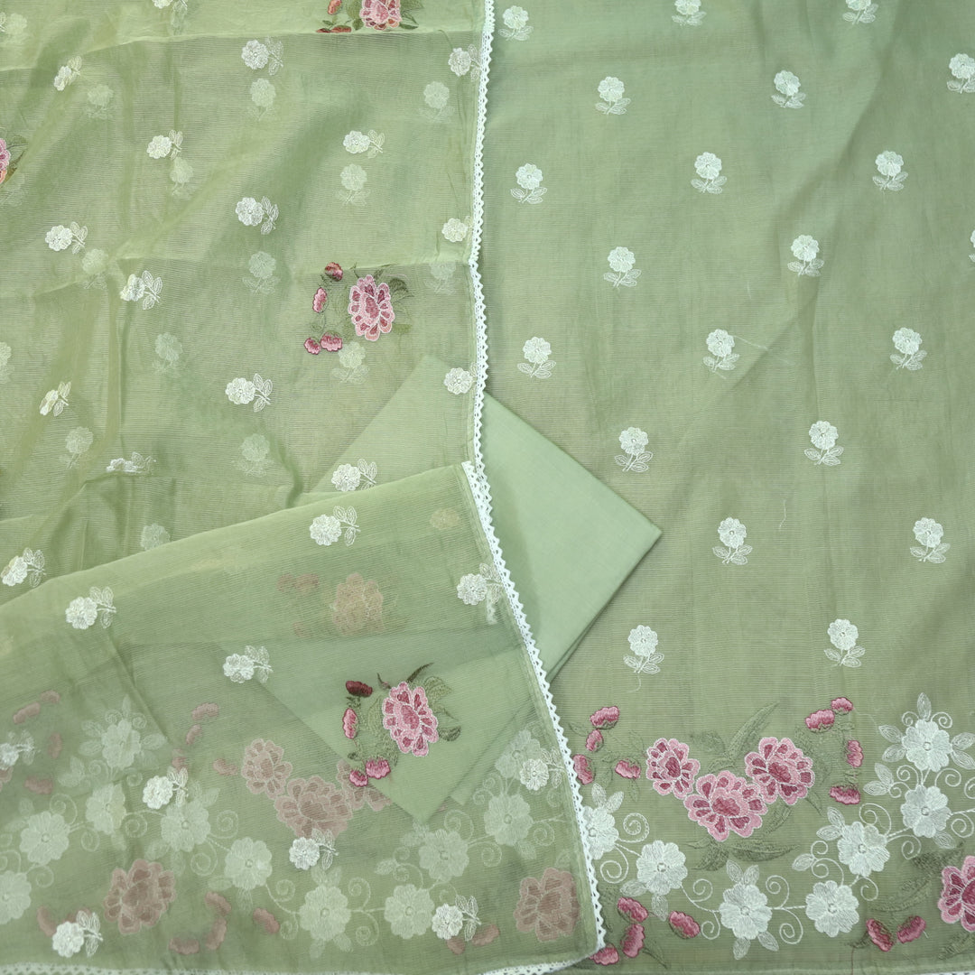 Mahi Sage Green All Over Thread Embroidered Kota Doriya suit Set