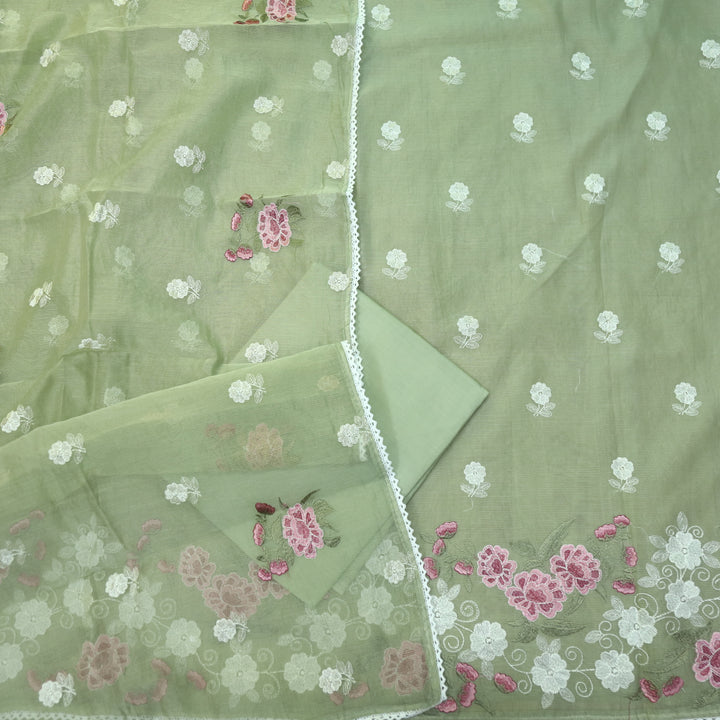 Mahi Sage Green All Over Thread Embroidered Kota Doriya suit Set