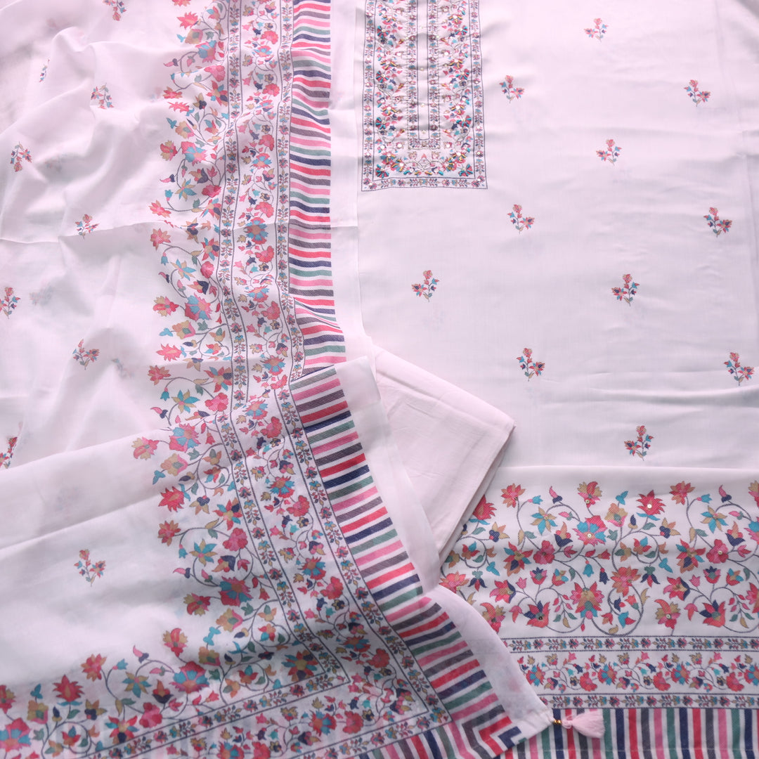 Rangrez Whitish Pink Moti Work Digital Printed Cotton Suit Set