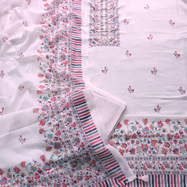Rangrez Whitish Pink Moti Work Digital Printed Cotton Suit Set