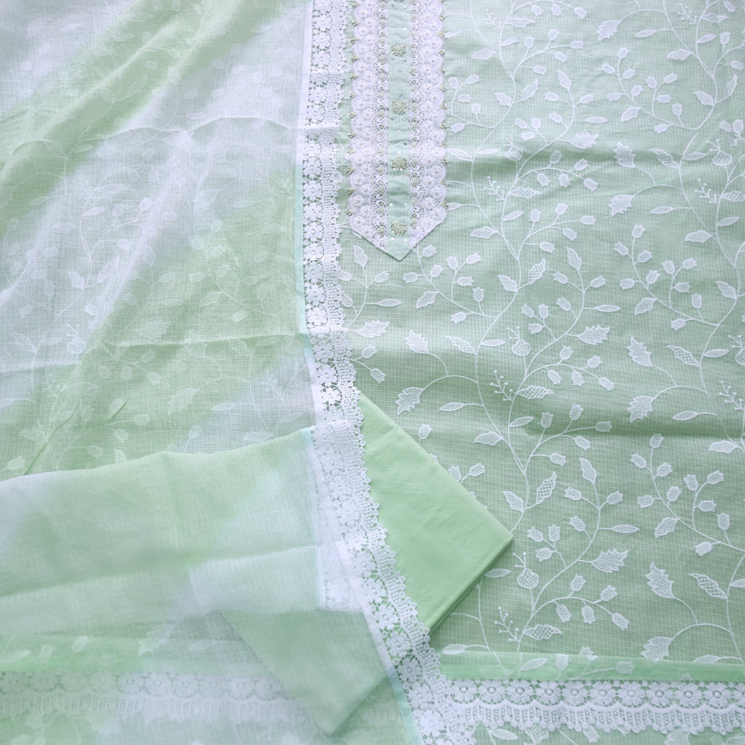 Sahiba Mint Lace Patch Neck Work Thread  Work Kota Doriya Suit Set