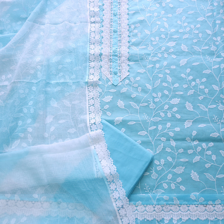 Sahiba Sky Blue Lace Patch Neck Work Thread  Work Kota Doriya Suit Set