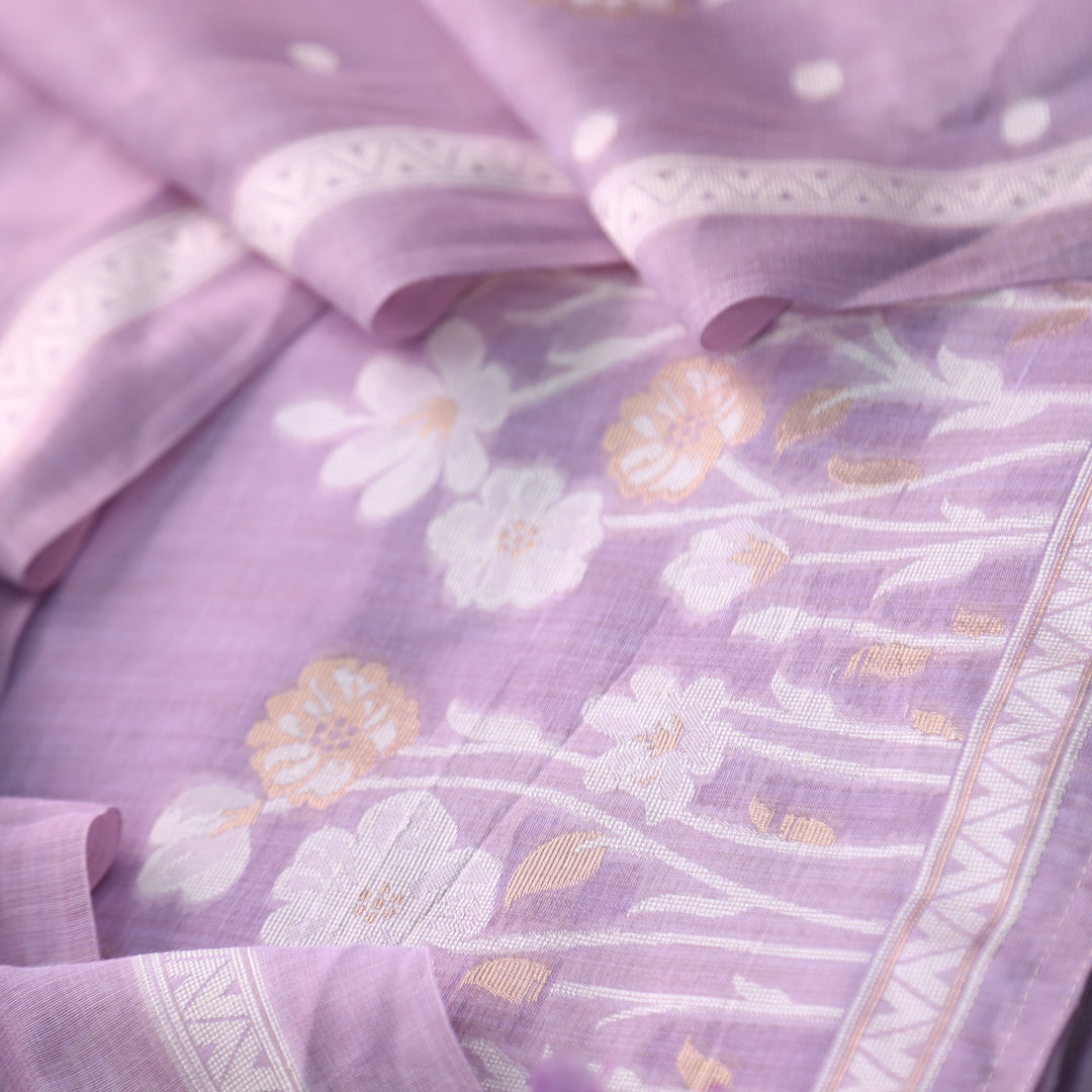 Rubaroo Lavish Lavender Zari with Authentic Jamdani Weaved Suit Set