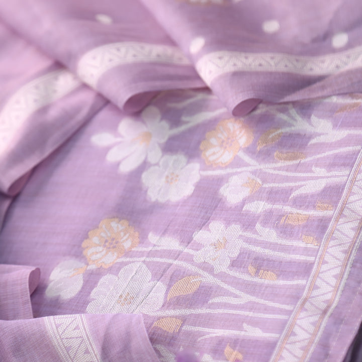 Rubaroo Lavish Lavender Zari with Authentic Jamdani Weaved Suit Set