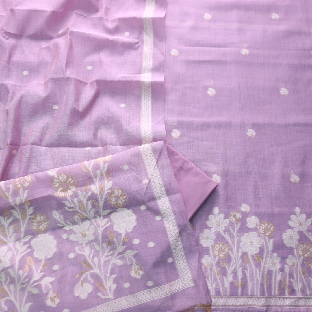 Rubaroo Lavish Lavender Zari with Authentic Jamdani Weaved Suit Set
