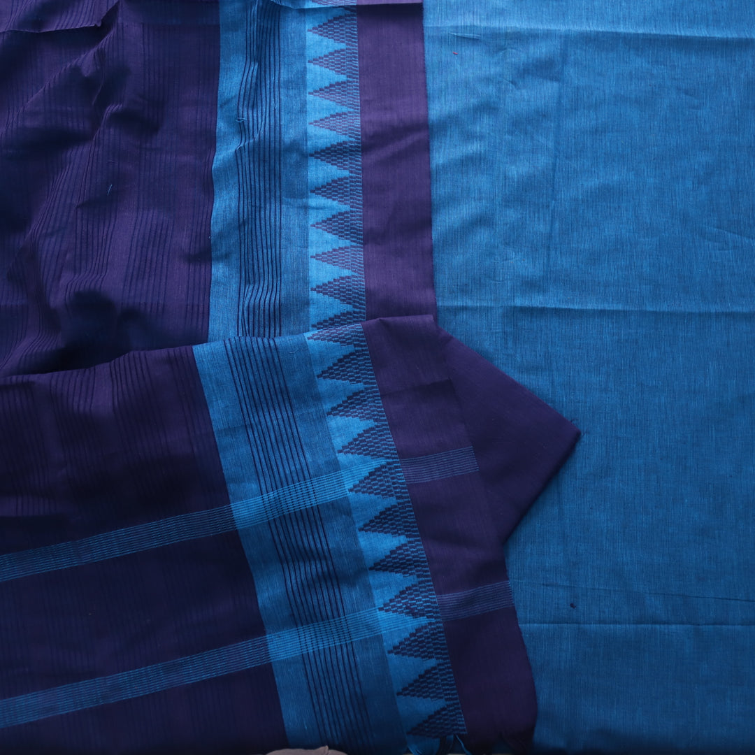 Sanskruti Denim Blue South Cotton Temple Hem Suit Set
