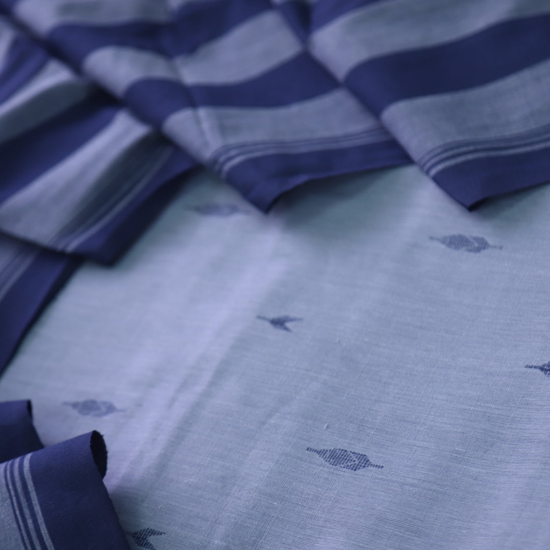 Madhubala Faded Blue Thread Weaved Handloom Cotton Suit Set