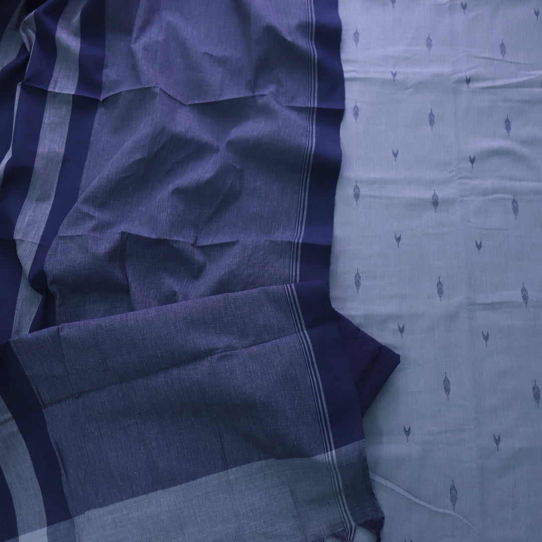 Madhubala Faded Blue Thread Weaved Handloom Cotton Suit Set