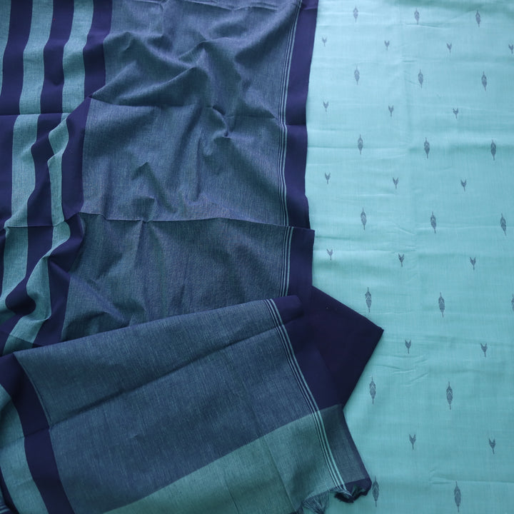 Madhubala Sapphire Blue Thread Weaved Handloom Cotton Suit Set