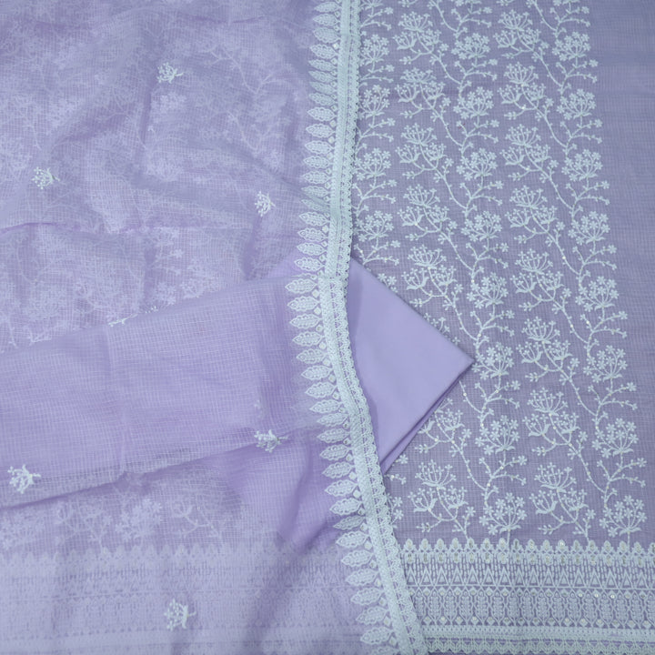 Mahi Lavish Purple All Over Thread Embroidered Kota Doriya suit Set