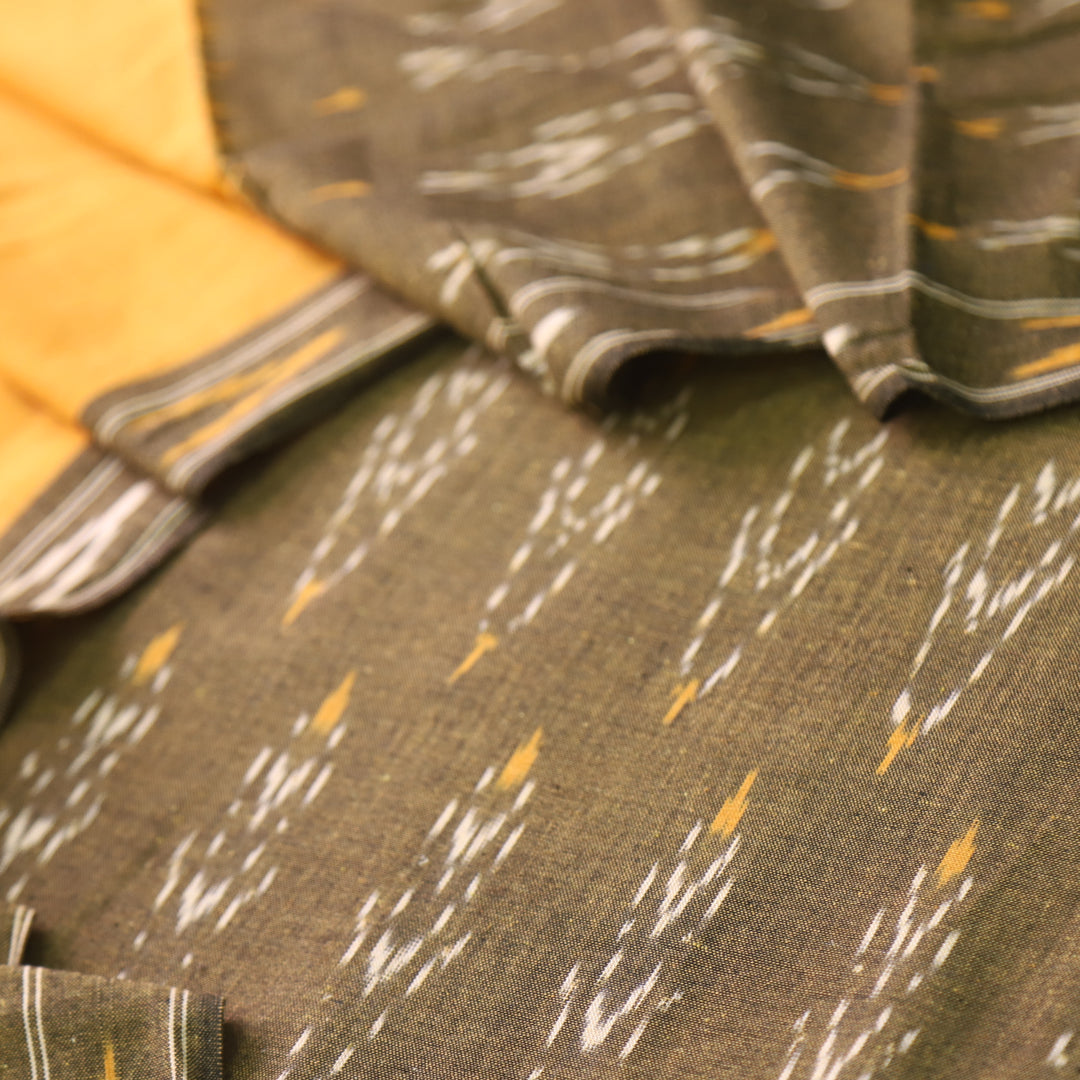 Sanskruti Choco Brown Ikkat Printed South Cotton Suit Set