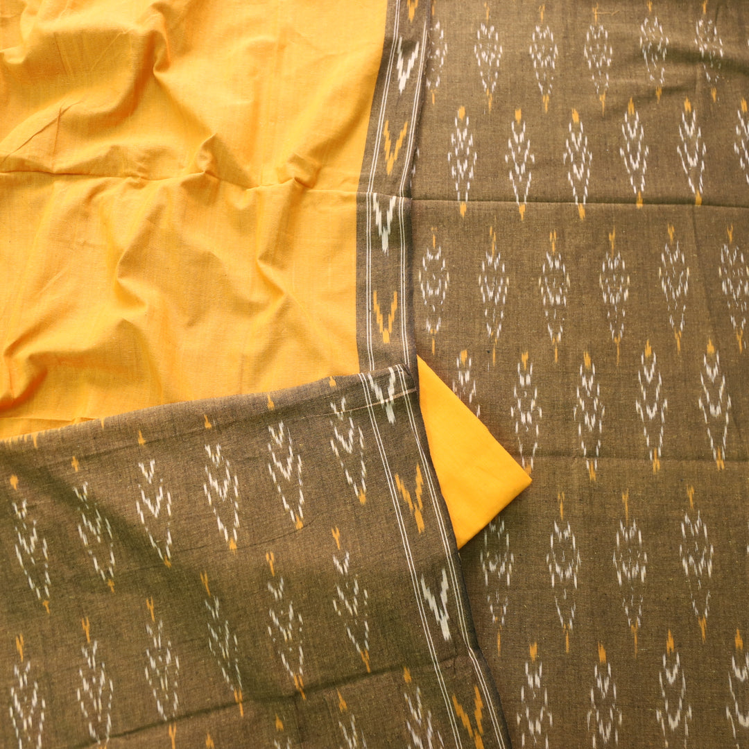 Sanskruti Choco Brown Ikkat Printed South Cotton Suit Set