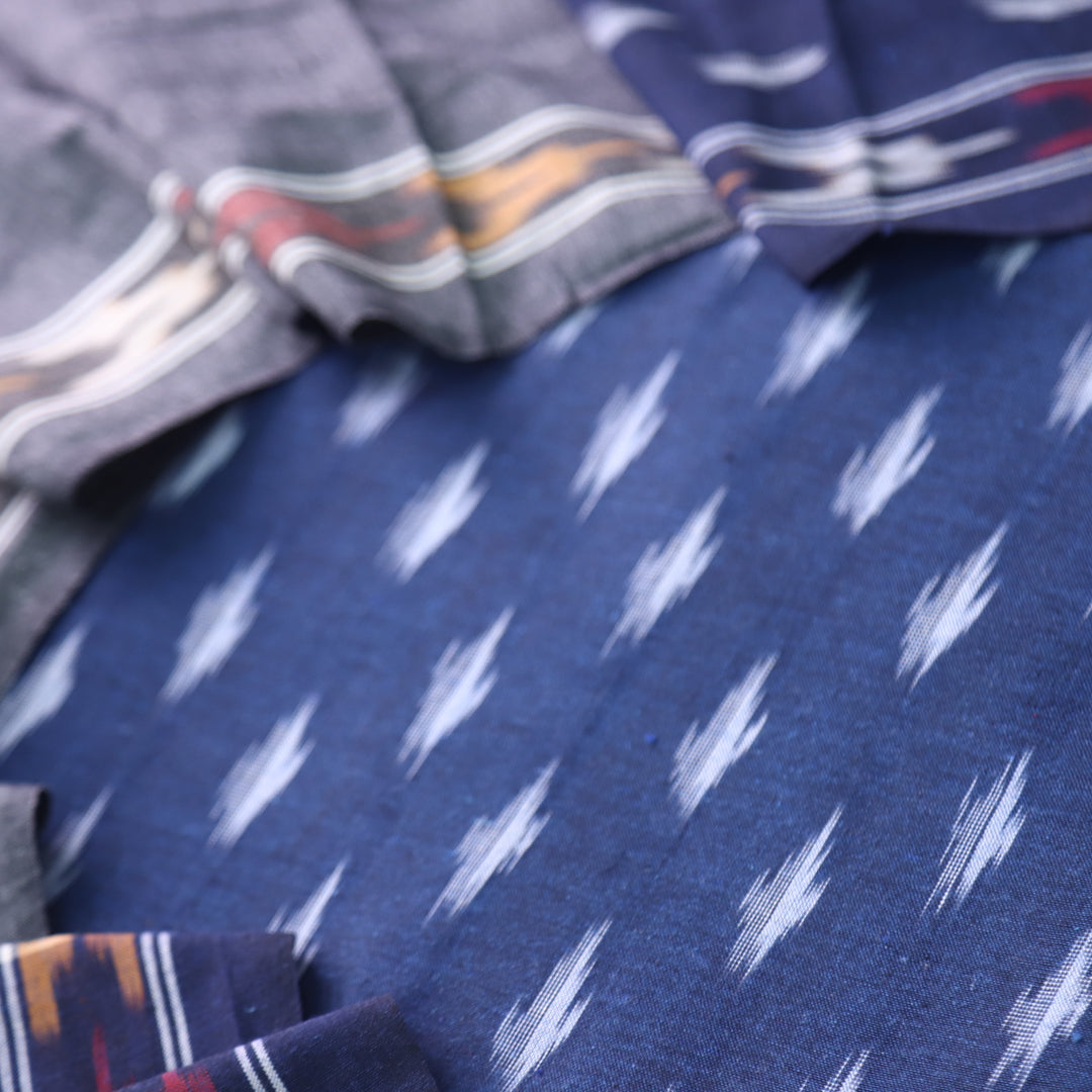 Sanskruti Denim Blue Ikkat Printed South Cotton Suit Set