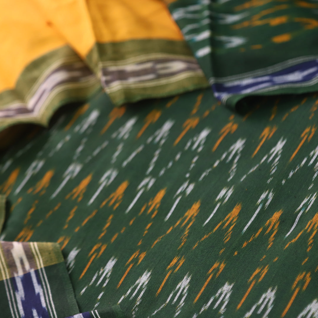 Sanskruti Sacramento Green Ikkat Printed South Cotton Suit Set