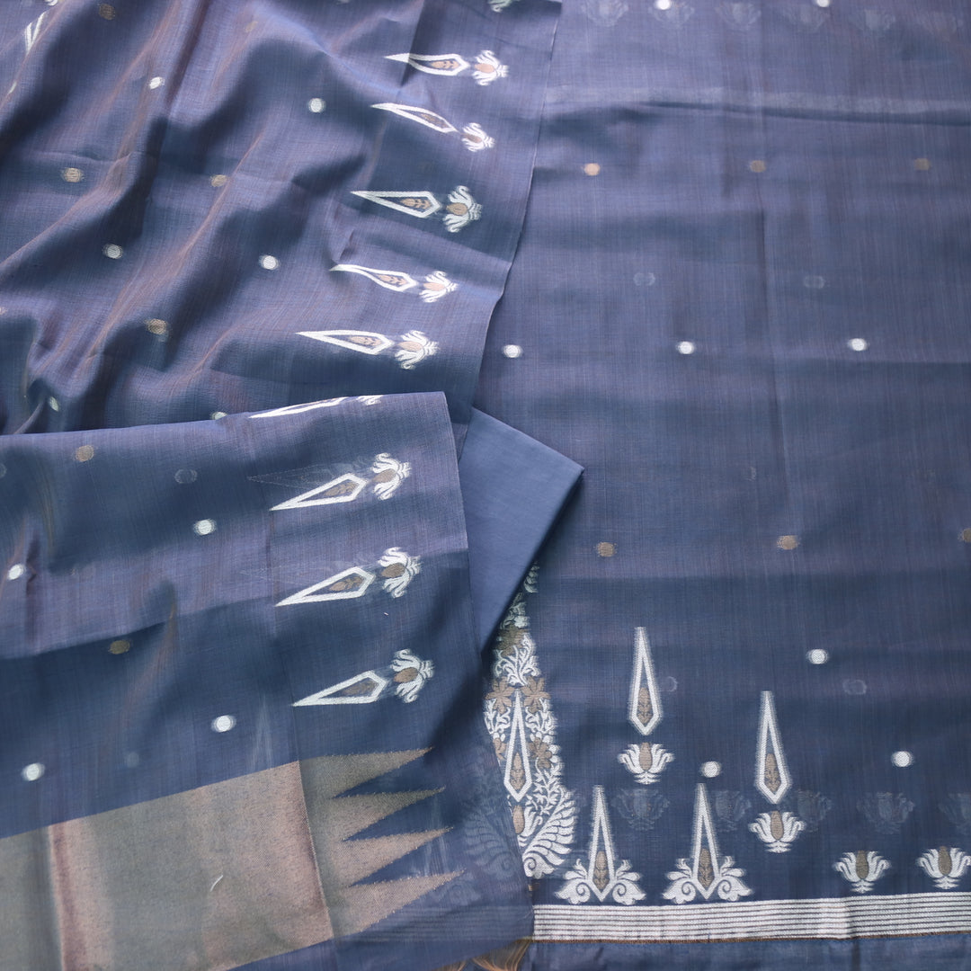 Rubaroo Cerulean Blue with Zari and Weaved Jamdani Suit Set