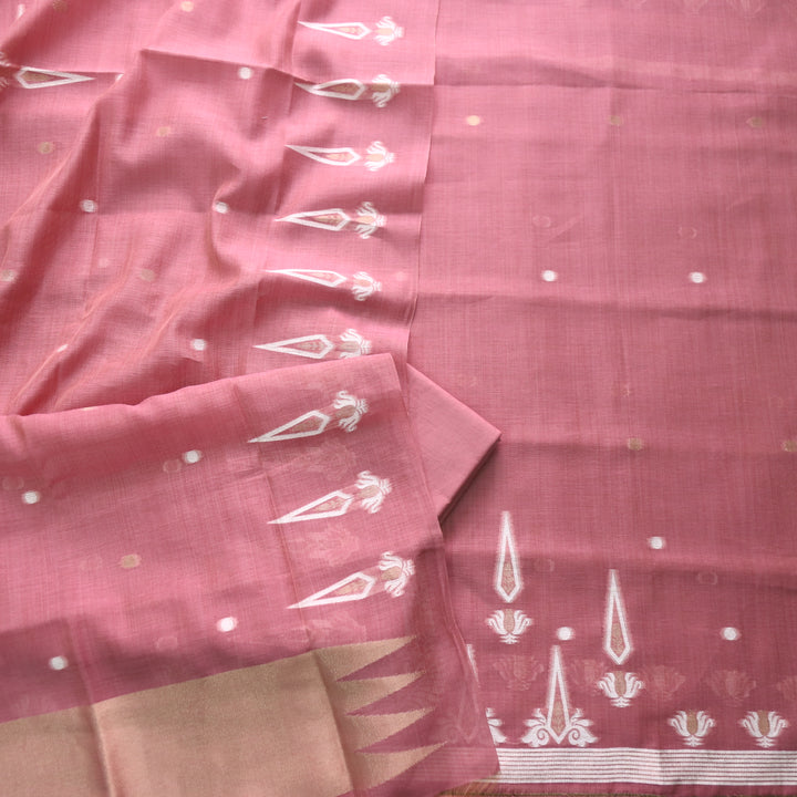 Rubaroo Mauve Pink with Zari and Weaved Jamdani Suit Set