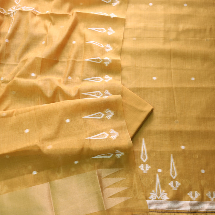 Rubaroo Dijon Yellow with Zari and Weaved Jamdani Suit Set