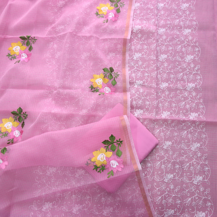 Udarri Barbie Pink All Over Thread Work Kota Doriya Suit Set