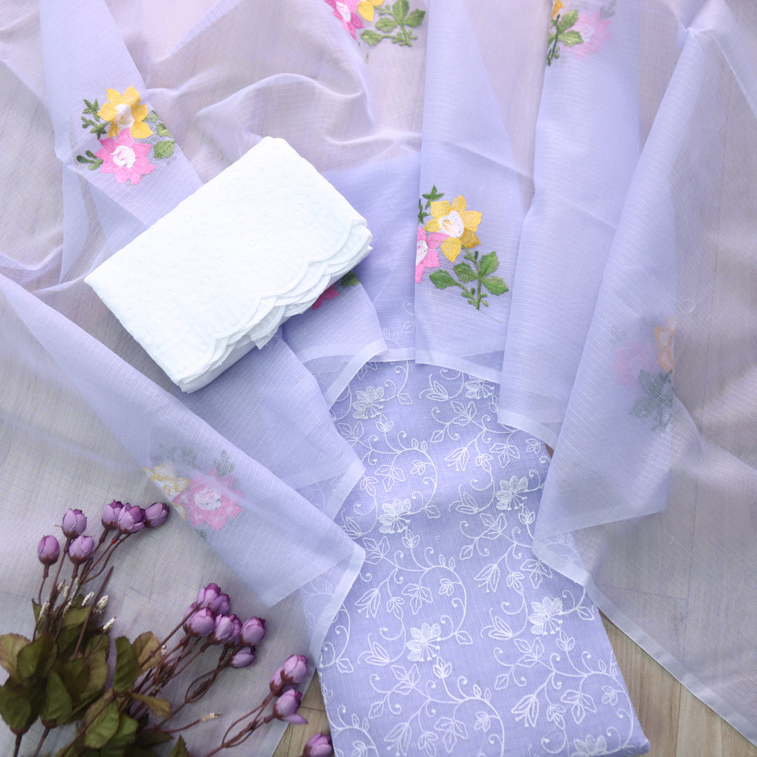 Udarri Lavender Purple All Over Thread Work Kota Doriya Suit Set