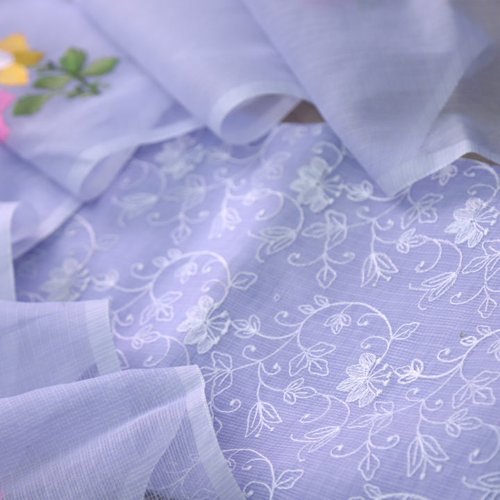 Udarri Lavender Purple All Over Thread Work Kota Doriya Suit Set
