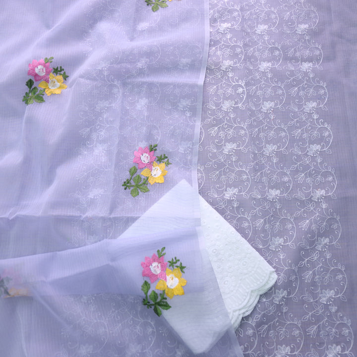 Udarri Lavender Purple All Over Thread Work Kota Doriya Suit Set