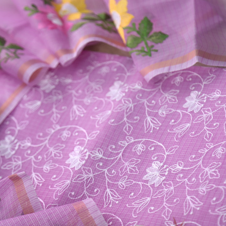 Udarri Orchid Purple All Over Thread Work Kota Doriya Suit Set