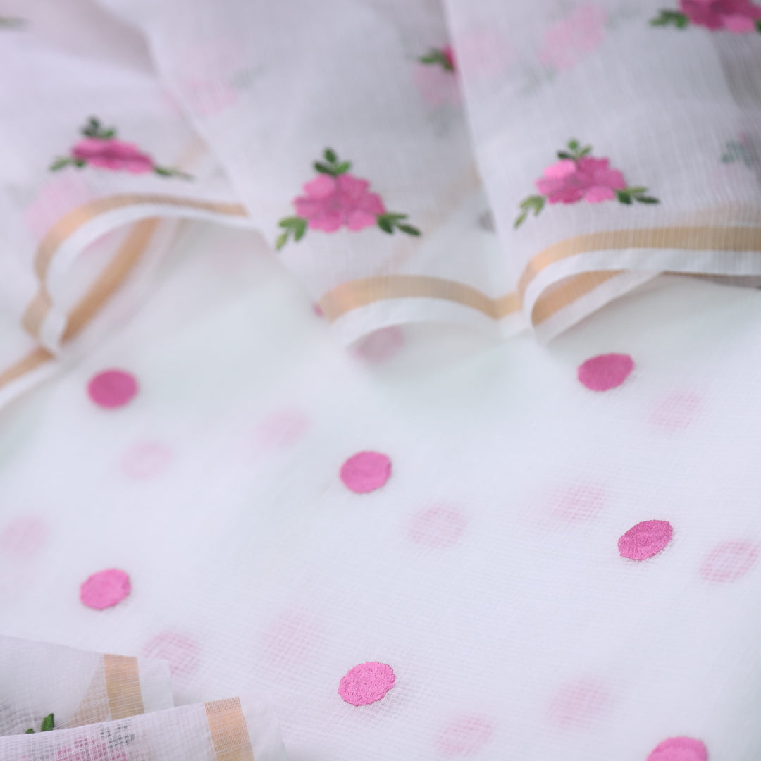 Udarri Pearl White All Over Embriodered Buti Work Kota Doriya Suit Set