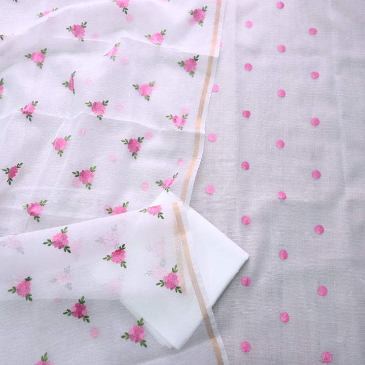 Udarri Pearl White All Over Embriodered Buti Work Kota Doriya Suit Set