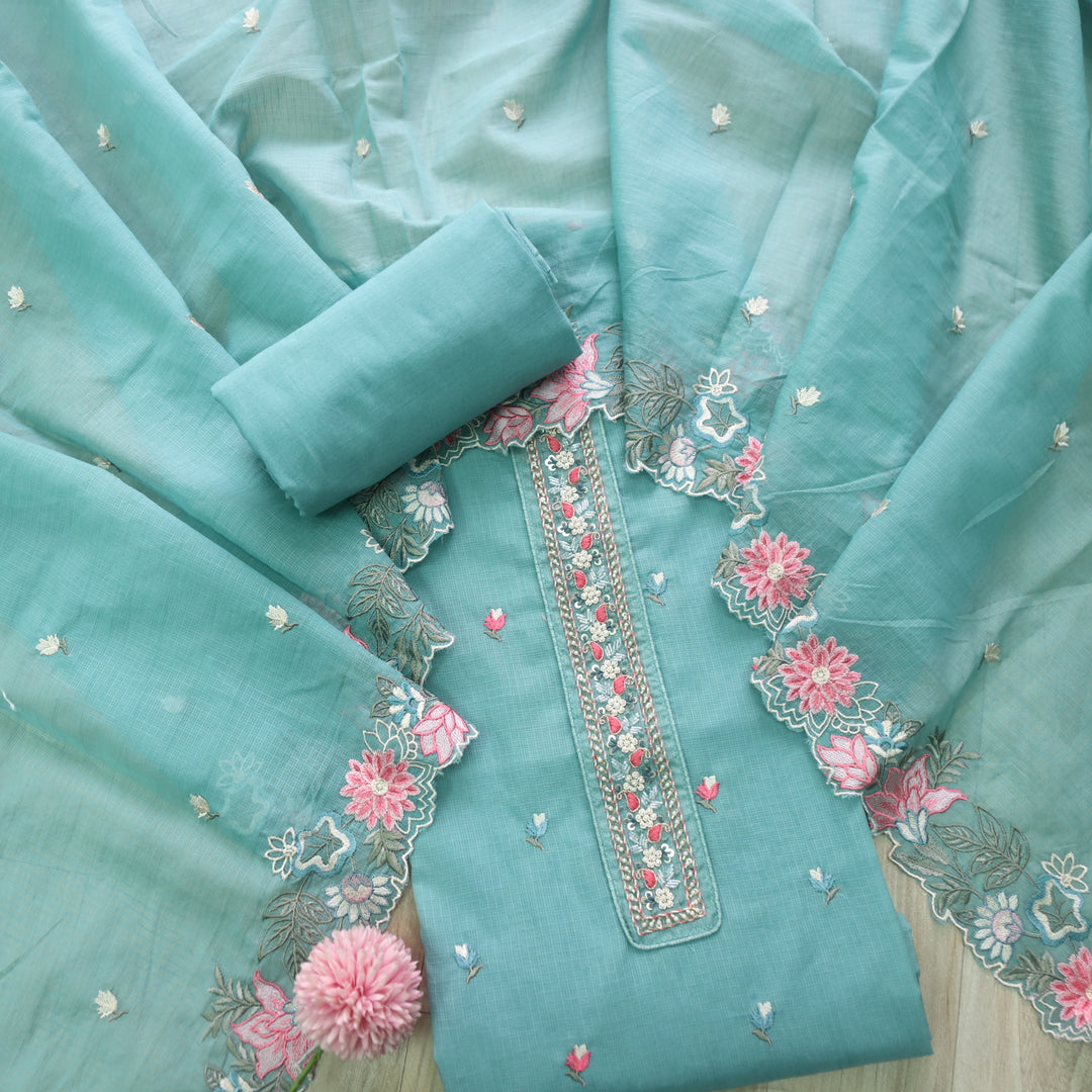 Suhani Blue Turquoise Moti Embellished Work Kota Doriya Suit Set