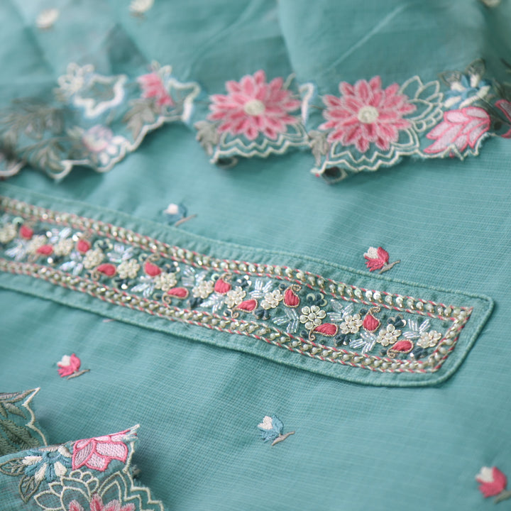 Suhani Blue Turquoise Moti Embellished Work Kota Doriya Suit Set
