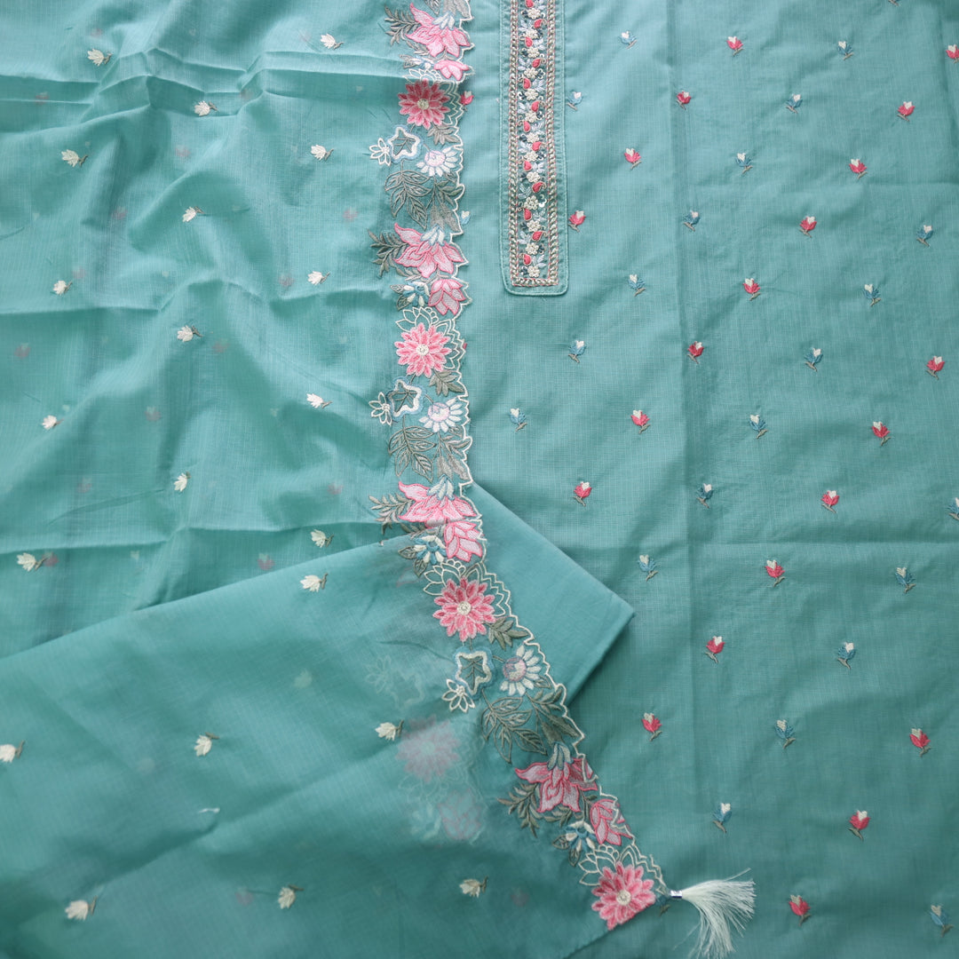 Suhani Blue Turquoise Moti Embellished Work Kota Doriya Suit Set