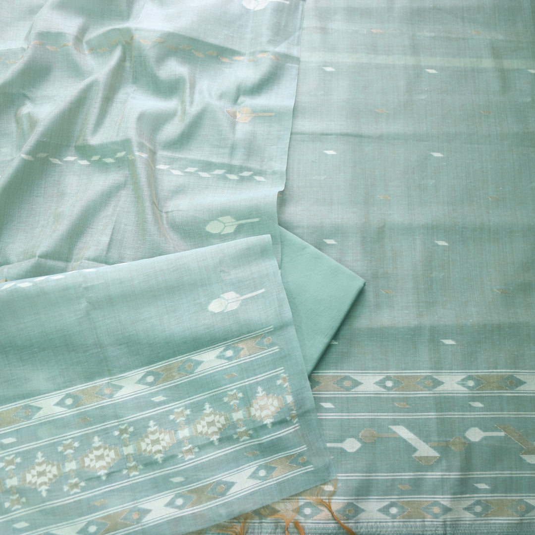 Jannat Sea Green Authentic Jamdani Top and Jamdani Dupatta Suit Set