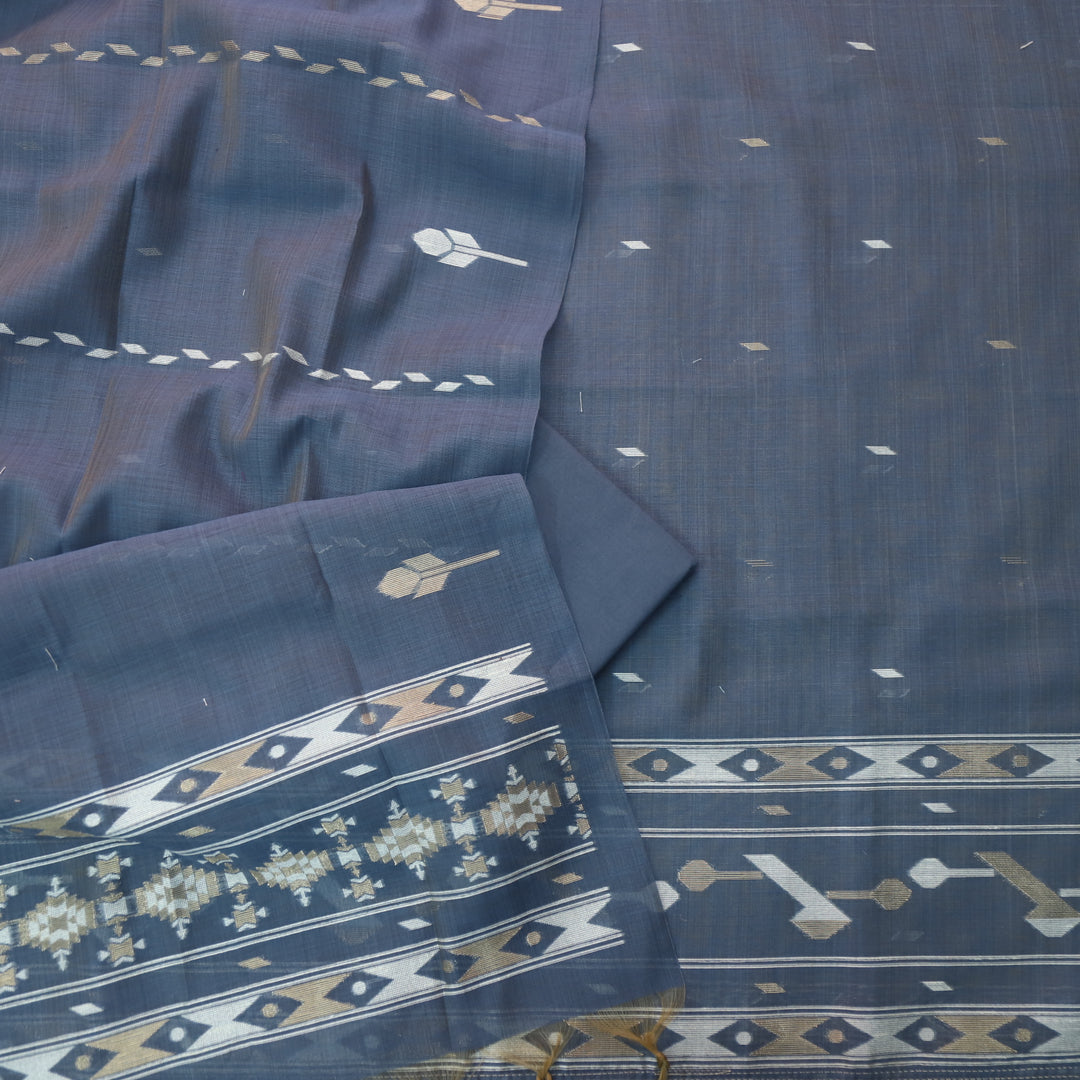 Jannat Space Blue Authentic Jamdani Top and Jamdani Dupatta Suit Set