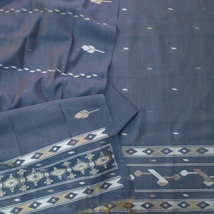 Jannat Space Blue Authentic Jamdani Top and Jamdani Dupatta Suit Set