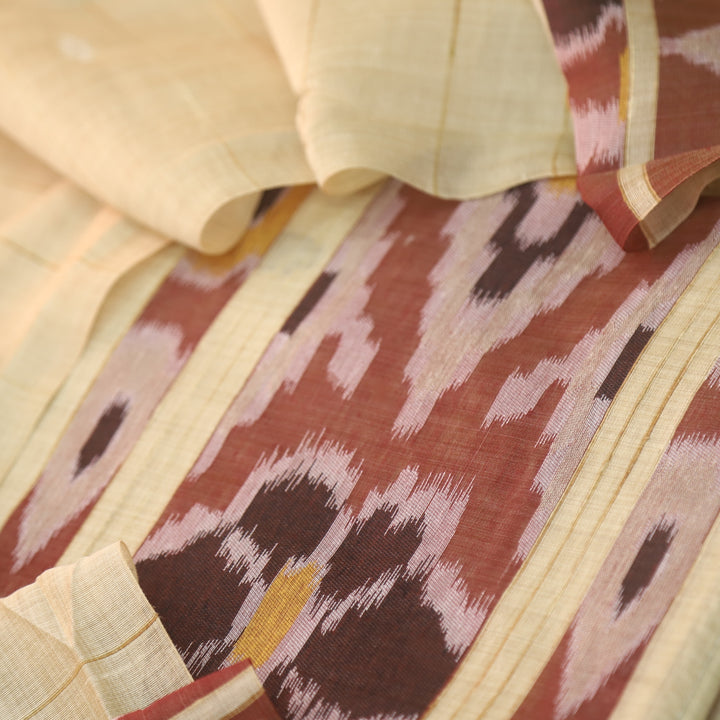 Jannat Sand Yellow Authentic Weaved Jamdani Top with Weaved Dupatta